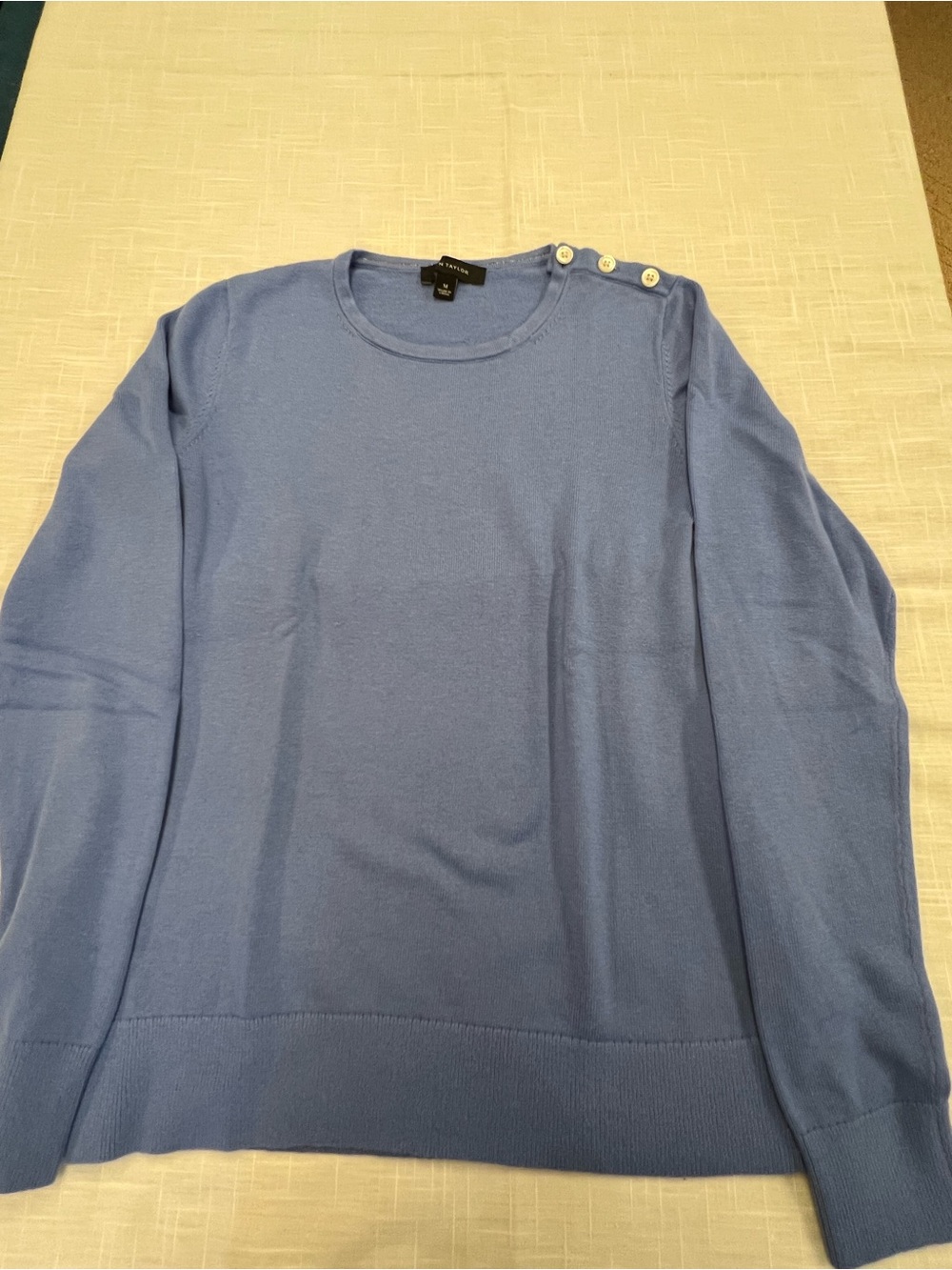 Women's Cornflower Blue Crewneck Sweater with Button Detail